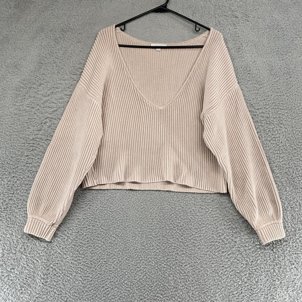 Lunya Cozy Cotton Silk Sweater Womens Small Oversized Reversible Rib Knit Lounge